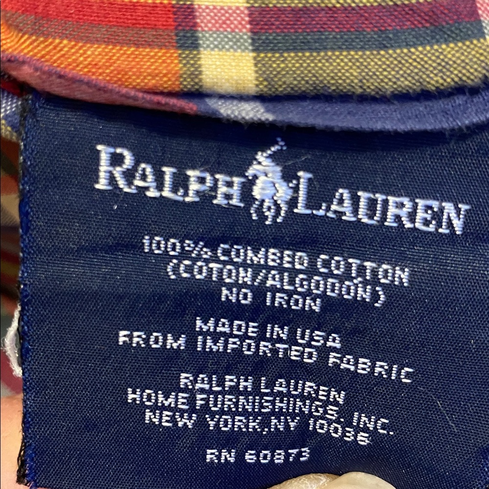 Ralph Lauren Red and Blue Plaid Bed Scarf.  46x 97 nice condition - Picture 2 of 5